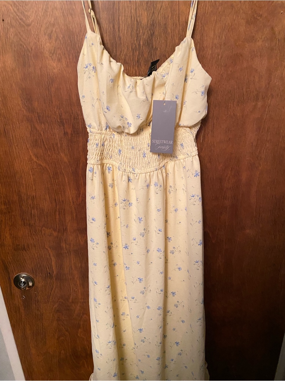 Streetwear Society Yellow Floral Maxi Dress with Blue Accents